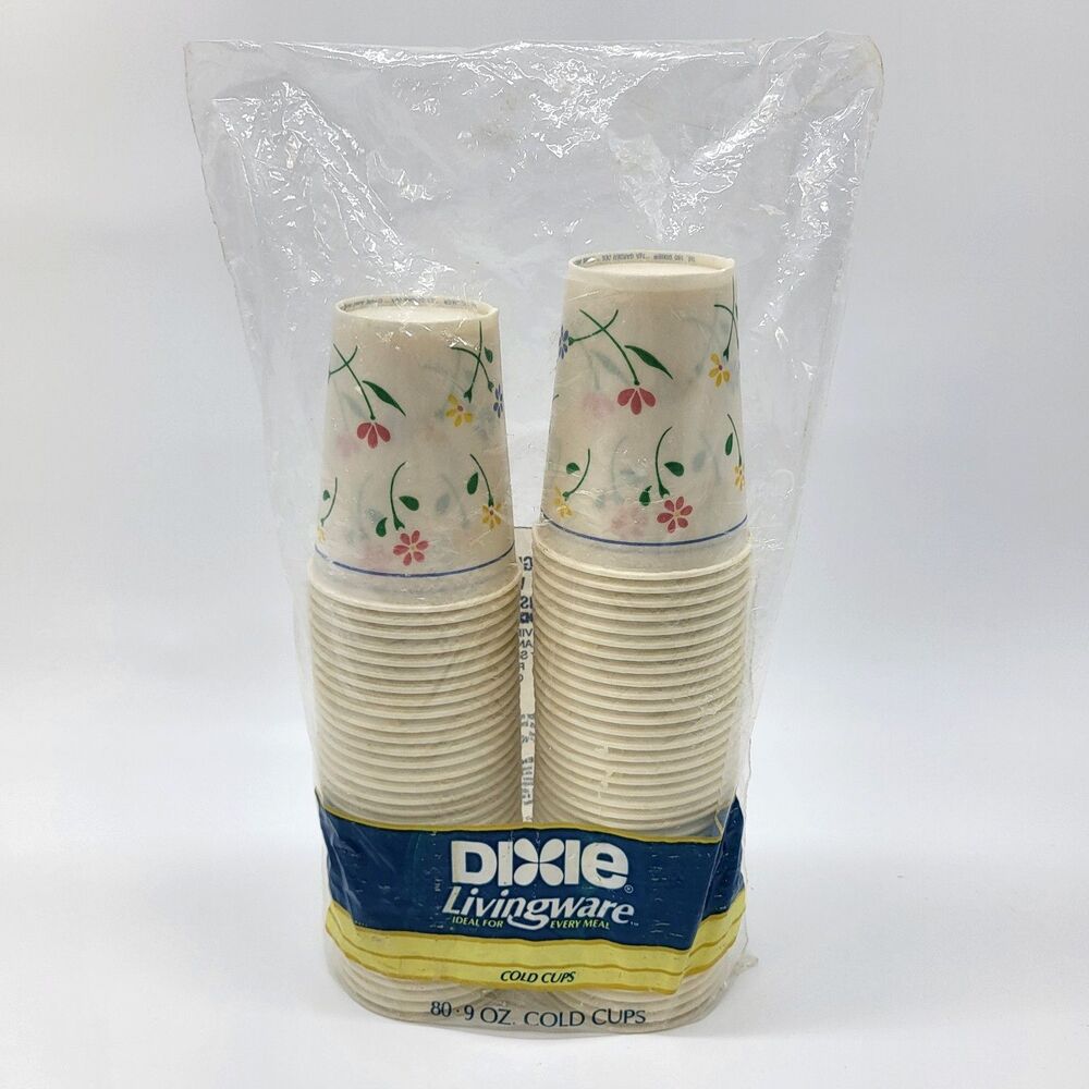 Sealed Vintage Dixie Cups Tea Garden Design 80-9 oz Cold Cups 1988 NOS